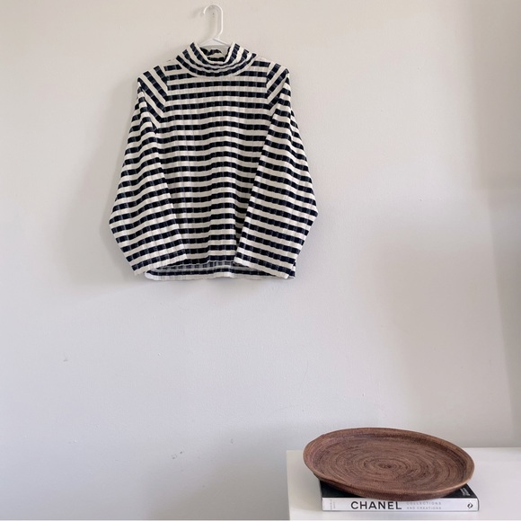 Madewell Tops - Madewell Texture & Thread Striped Navy/White along Sleeve Top